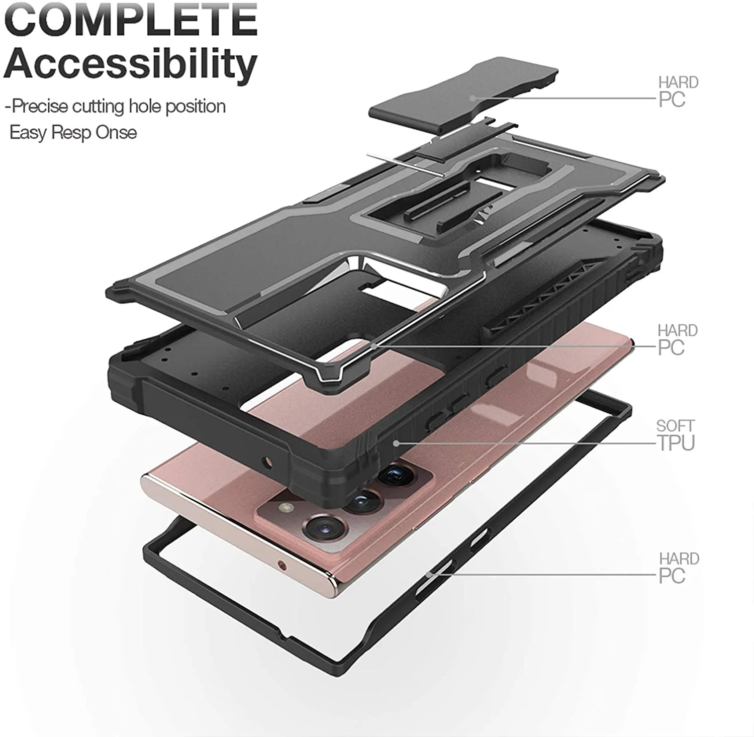 FITO Samsung Galaxy Note 20 Ultra Case, Dual Layer Shockproof Heavy Duty Case for Samsung Note 20 Ultra 5G Phone Without Screen Protector, Built-in Kickstand