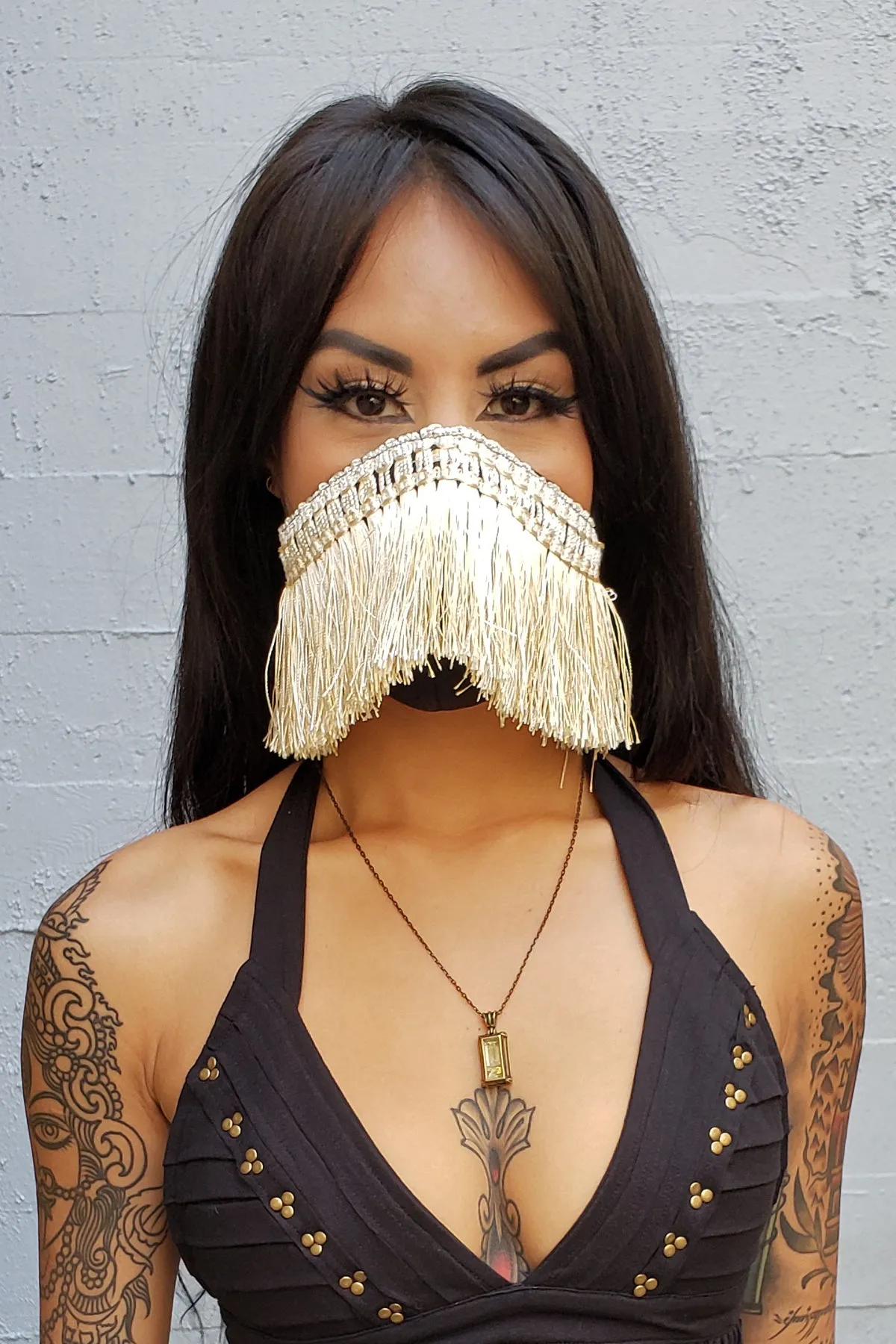 Five and Diamond Harem Fringe Dust Mask - Gold