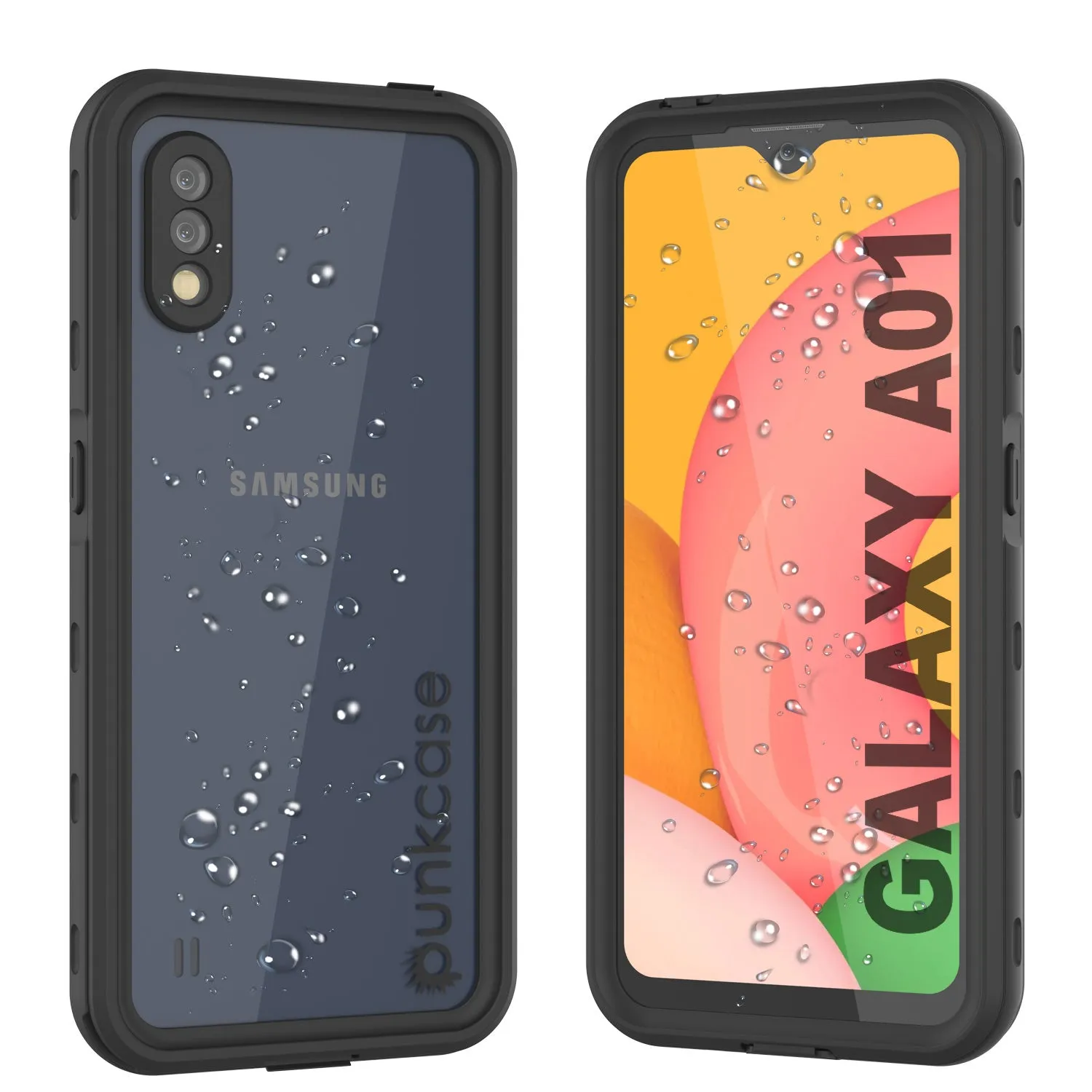 Galaxy A01 Waterproof Case PunkCase StudStar Black Thin 6.6ft Underwater IP68 Shock/Snow Proof