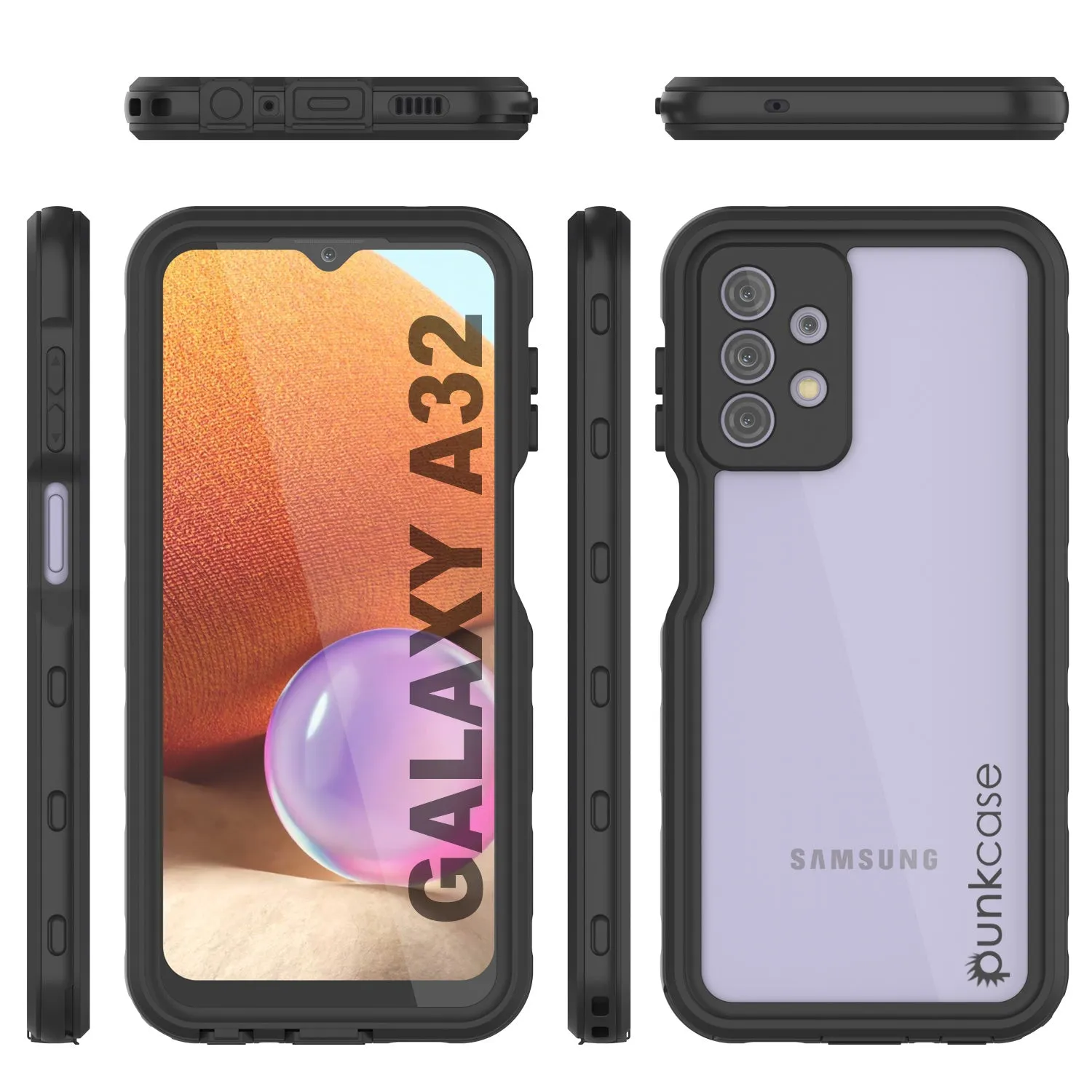 Galaxy A32 Waterproof Case PunkCase StudStar Black Thin 6.6ft Underwater IP68 Shock/Snow Proof