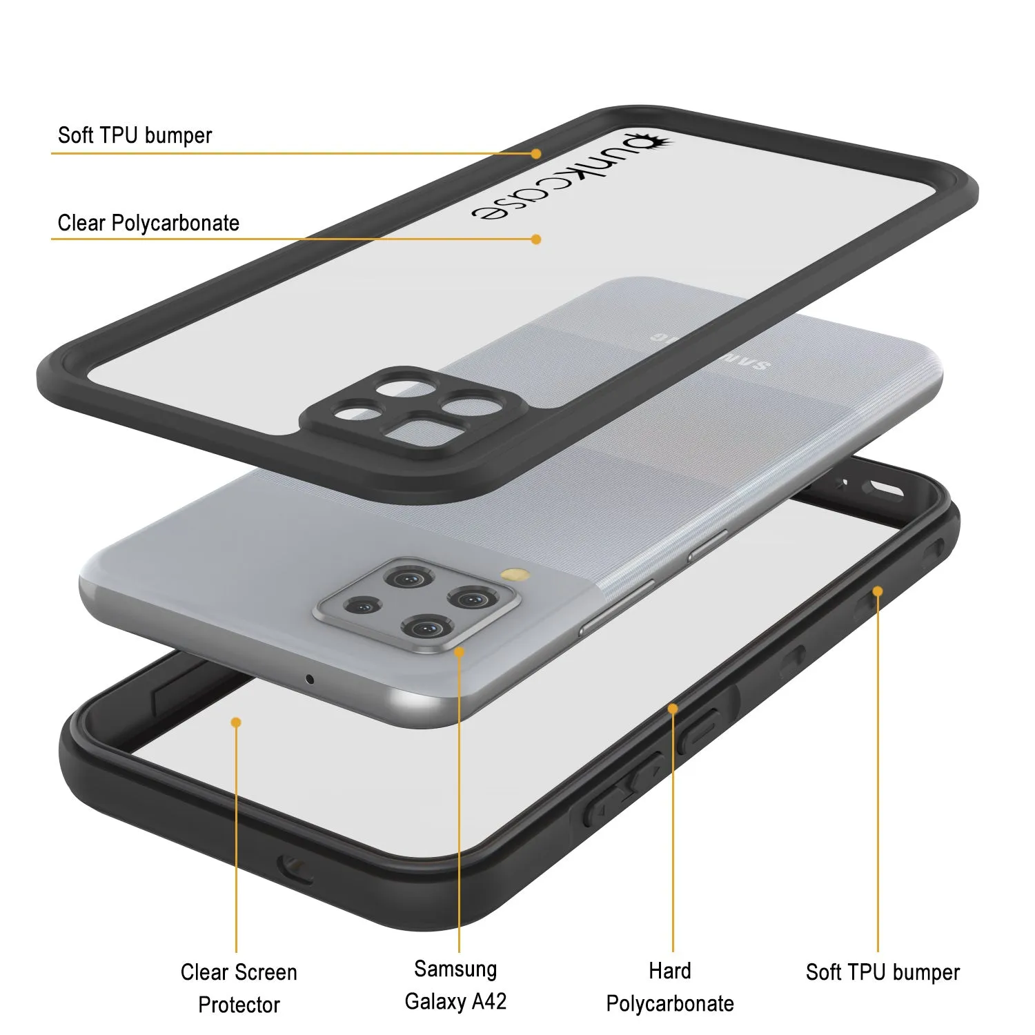 Galaxy A42 5G Waterproof Case PunkCase StudStar Black Thin 6.6ft Underwater IP68 Shock/Snow Proof