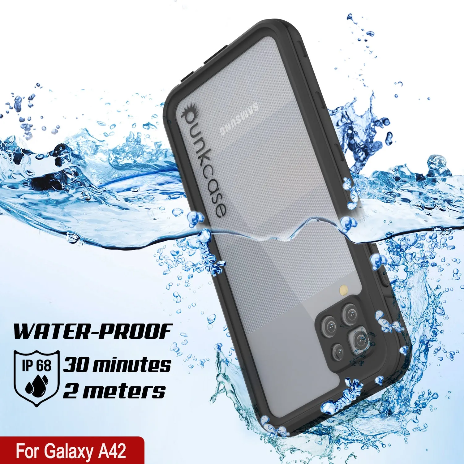 Galaxy A42 5G Waterproof Case PunkCase StudStar Black Thin 6.6ft Underwater IP68 Shock/Snow Proof