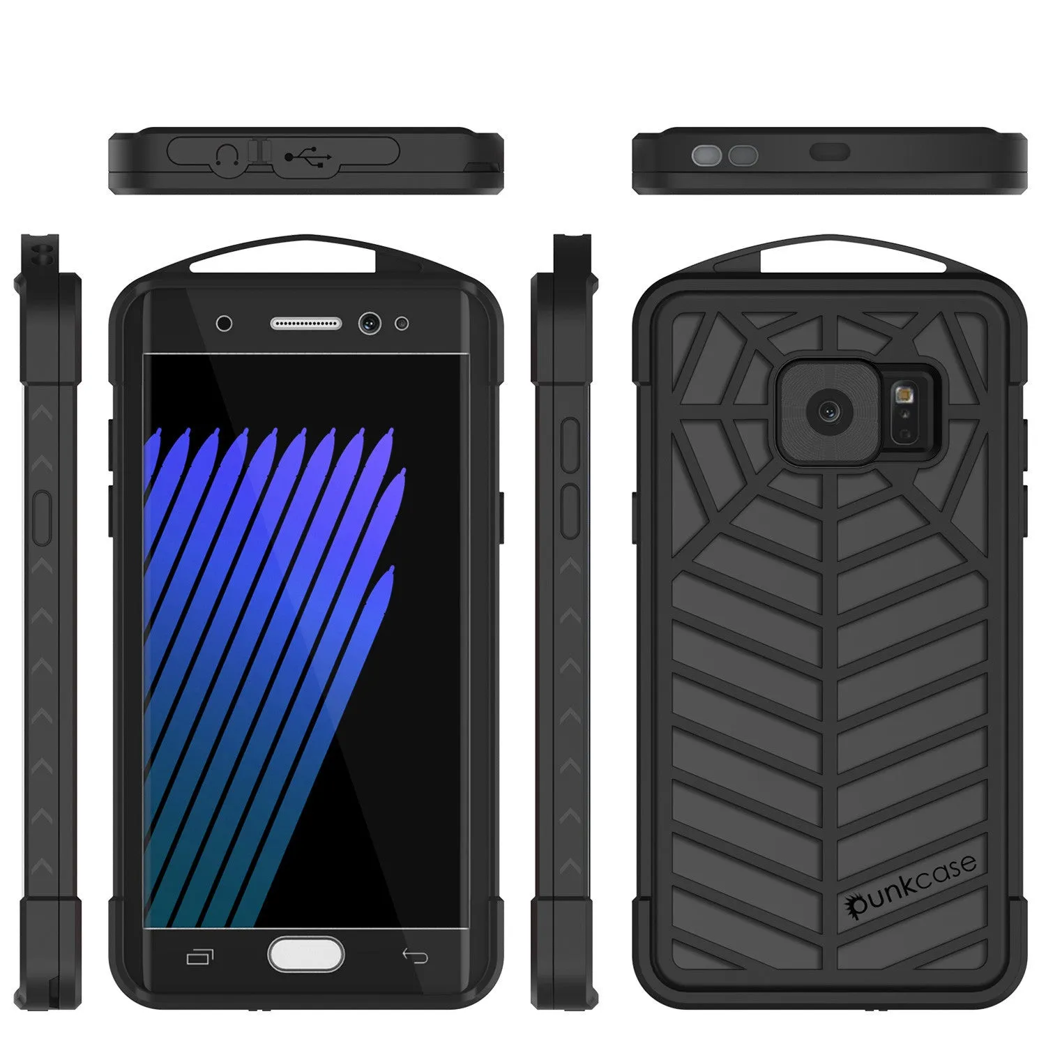 Galaxy Note 7 Waterproof Case, Punkcase WEBSTER Series, Black | Heavy Duty Armor Cover