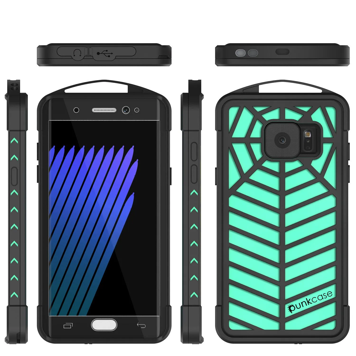 Galaxy Note 7 Waterproof Case, Punkcase WEBSTER Series, Teal | Heavy Duty Armor Cover