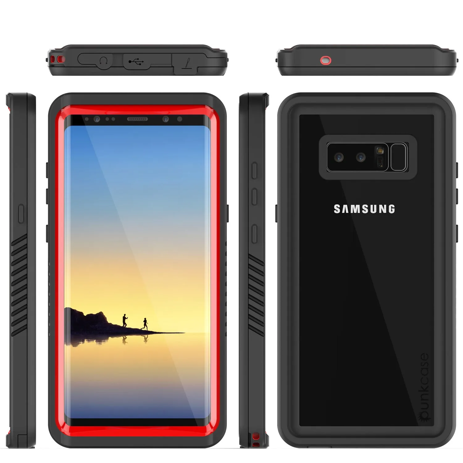 Galaxy Note 8 Anti-Shock Screen Protector Slim-Fit Case [Red]