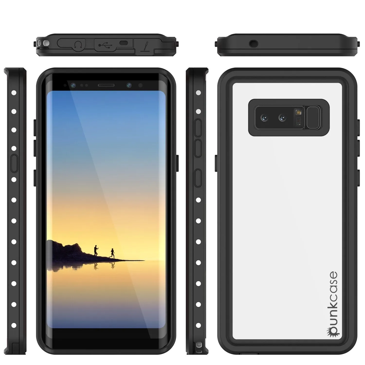 Galaxy Note 8 Waterproof Case, PunkСase StudStar White Thin 6.6ft Underwater IP68 Shock/Snow Proof