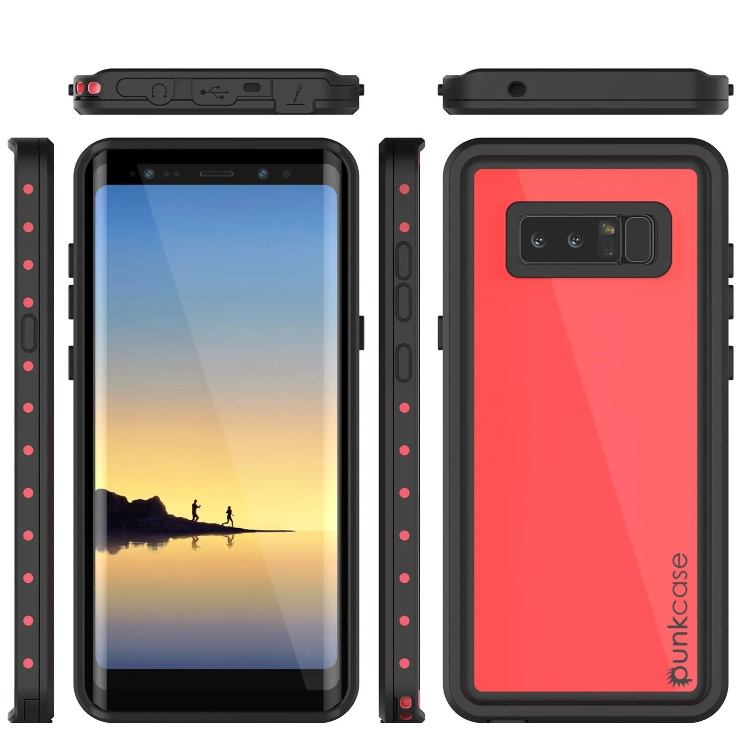 Galaxy Note 8 Waterproof Case PunkCase StudStar Pink Thin 6.6ft Underwater IP68 Shock/Snow Proof