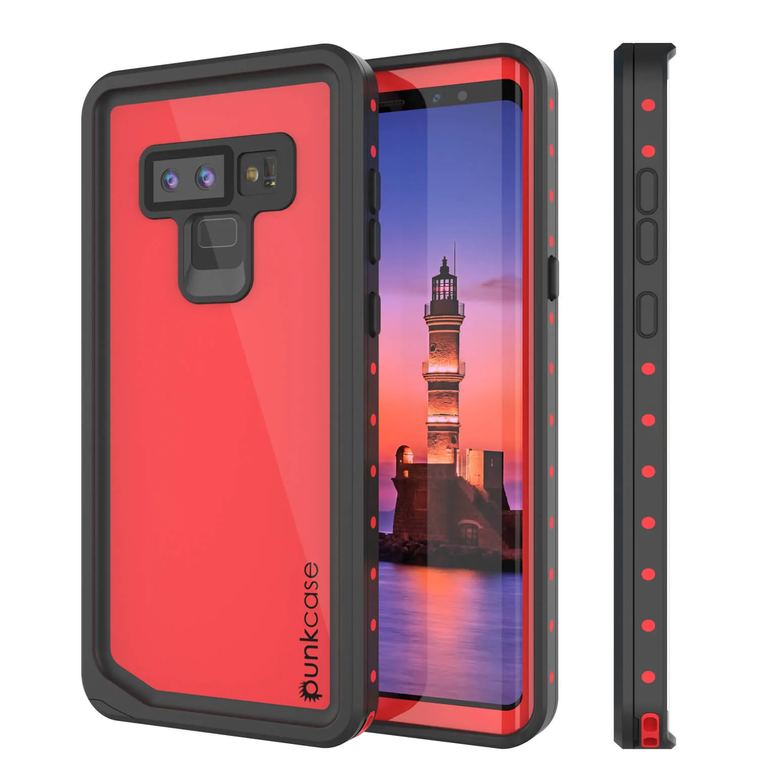 Galaxy Note 9 Waterproof Case, Punkcase Studstar Red Series Thin Armor Cover