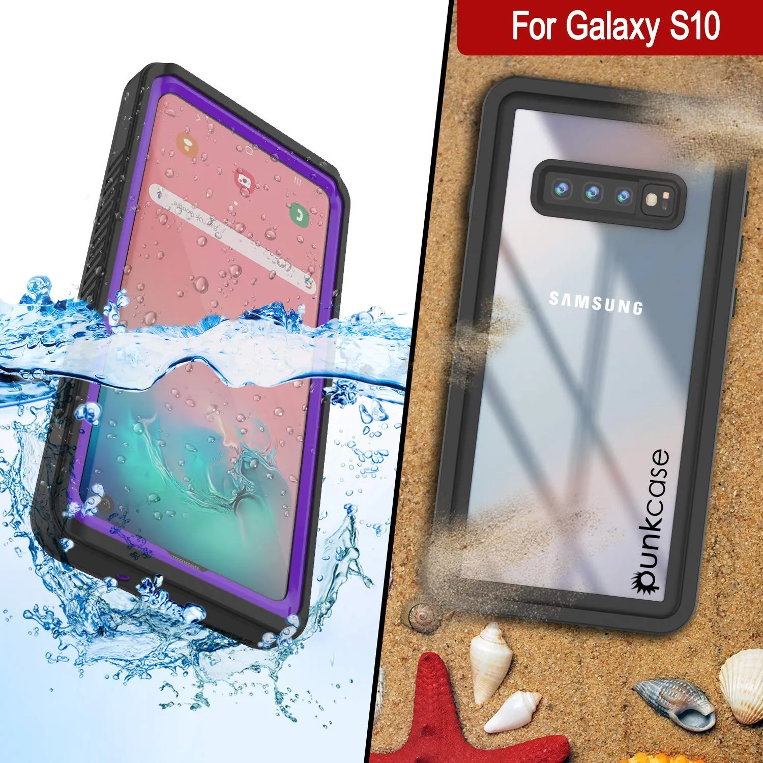 Galaxy S10 Water/Shockproof Slim Screen Protector Case [Purple]