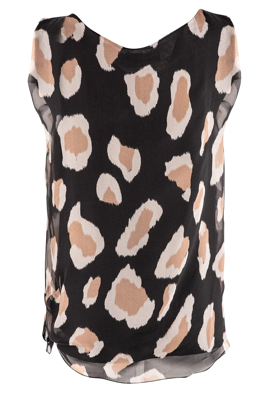 Gigi Black Giraffe Print Silk Tank Top