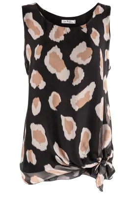 Gigi Black Giraffe Print Silk Tank Top