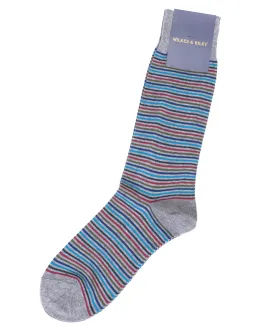 Grey multi Stripe Cotton - Mid Calf