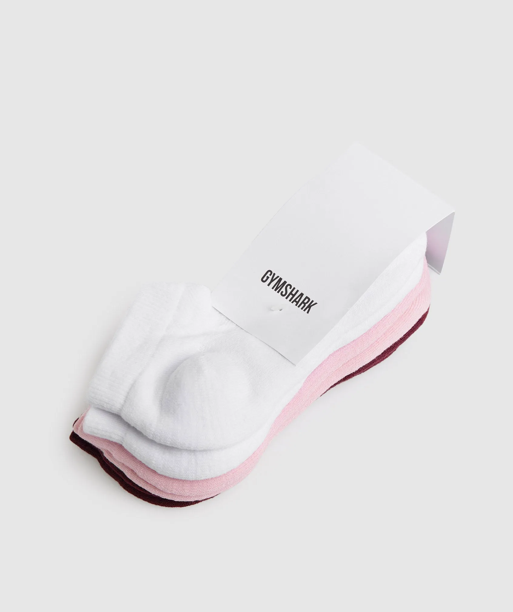 Gymshark Ankle Socks 3pk - Baked Maroon/Sweet Pink/White