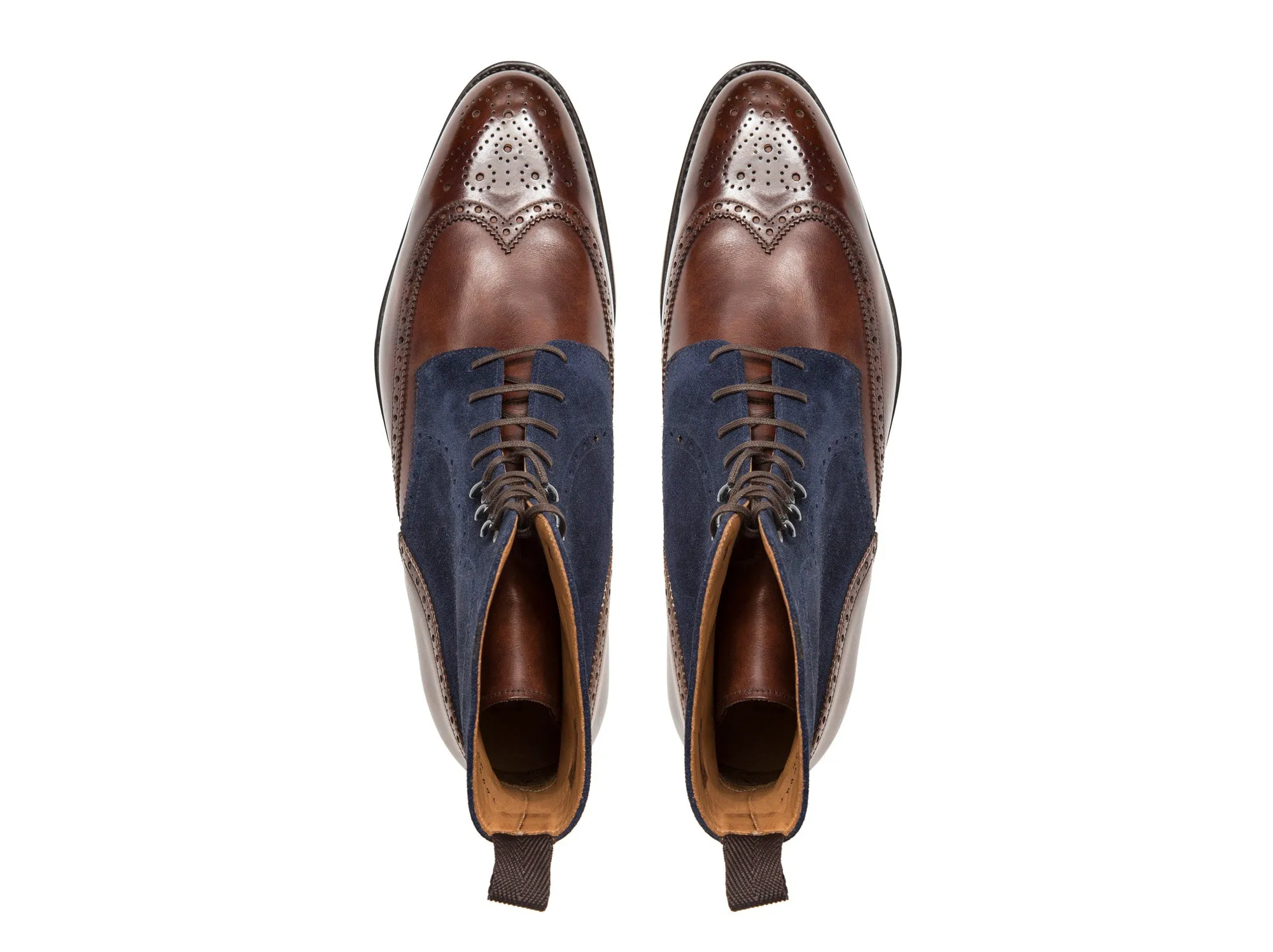 Holman - MTO - Walnut Museum Calf / Dark Blue Suede - TMG Last - Double Leather Sole