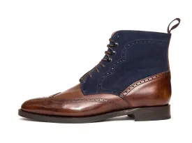 Holman - MTO - Walnut Museum Calf / Dark Blue Suede - TMG Last - Double Leather Sole