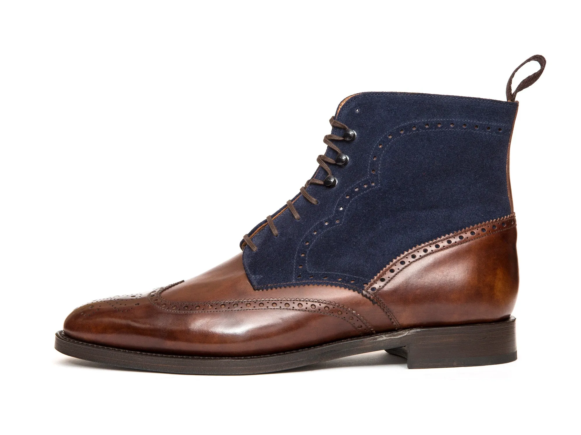 Holman - MTO - Walnut Museum Calf / Dark Blue Suede - TMG Last - Double Leather Sole