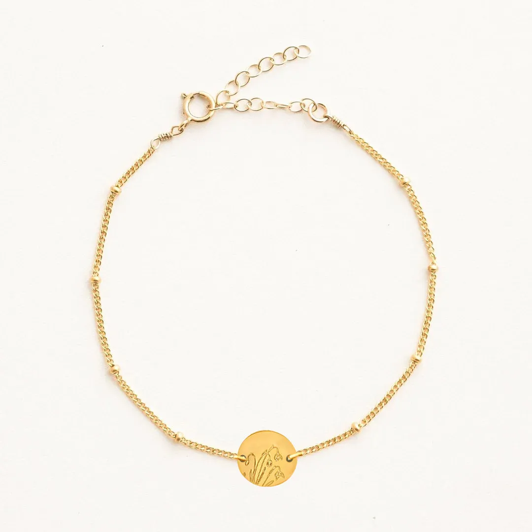 January Snowdrop Gold Birthflower Bracelet