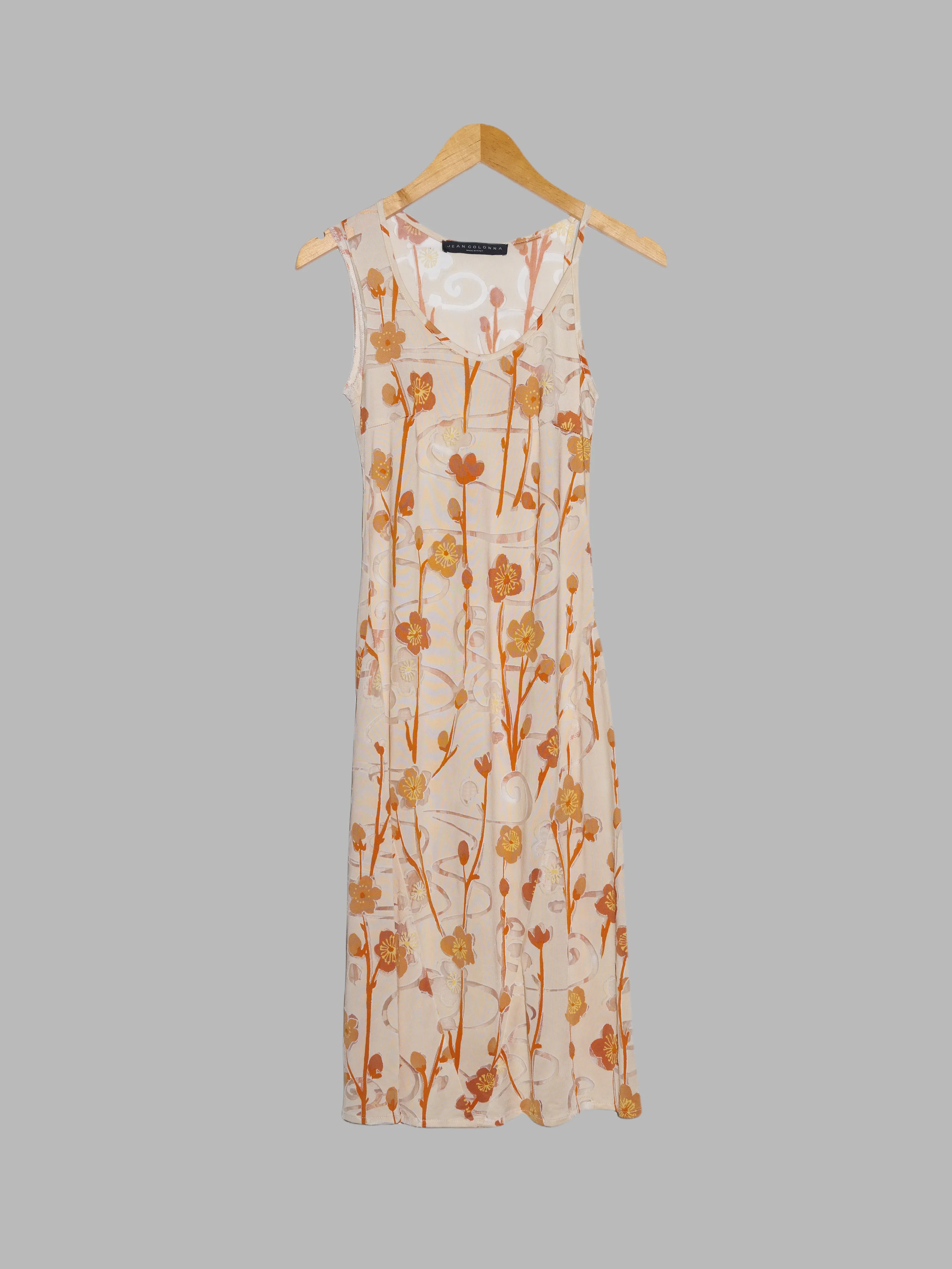 Jean Colonna SS1998 floral burnout sleeveless dress with asymmetrical shoulder