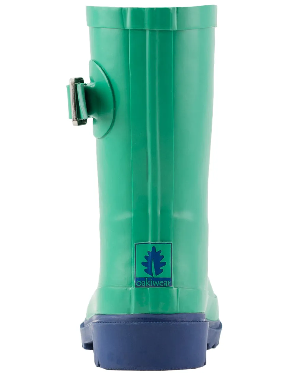 KID’S BUCKLE RUBBER RAIN BOOTS GREEN & NAVY