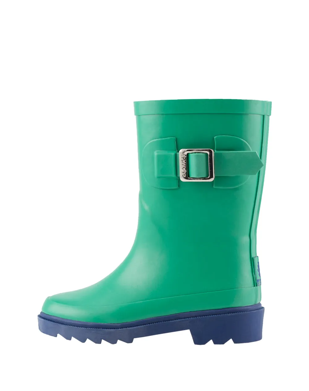 KID’S BUCKLE RUBBER RAIN BOOTS GREEN & NAVY