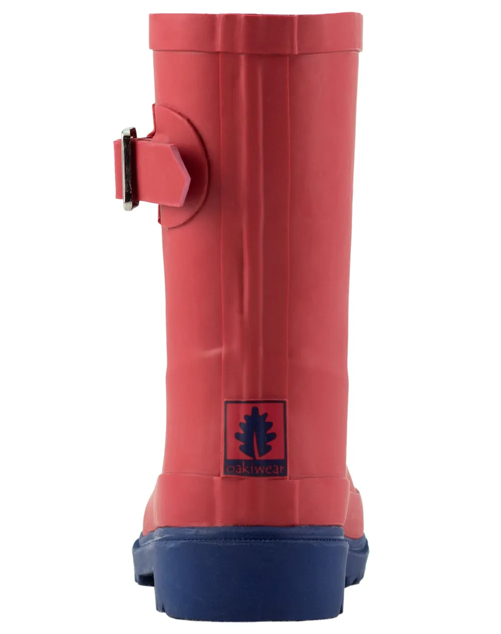 KID’S BUCKLE RUBBER RAIN BOOTS RED & NAVY