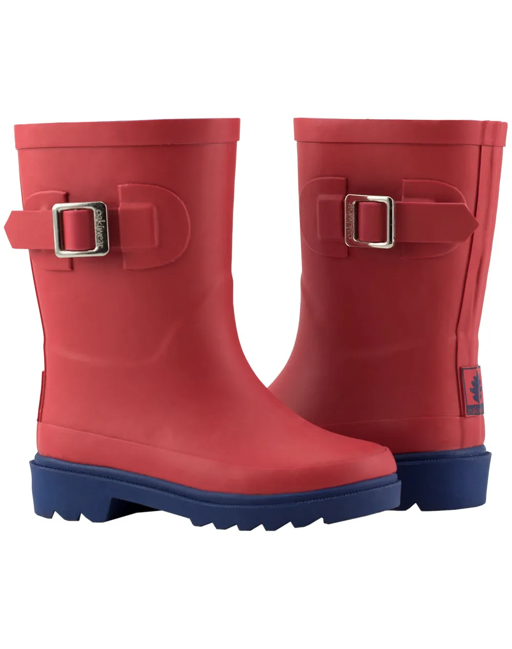 KID’S BUCKLE RUBBER RAIN BOOTS RED & NAVY