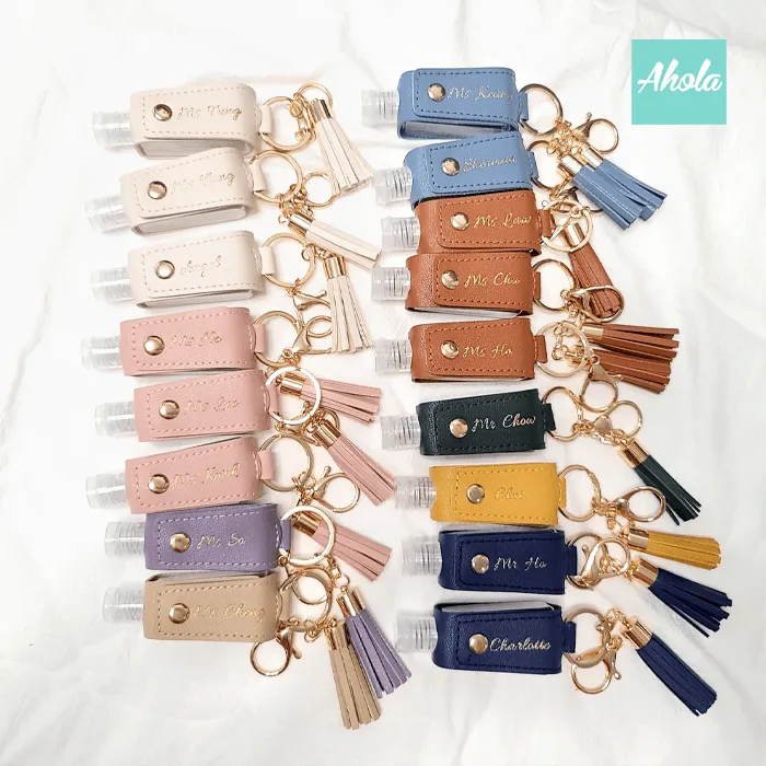 【Lili】Hand Sanitizer Holder with Keyring 消毒酒精搓手液PU皮革掛套連空樽