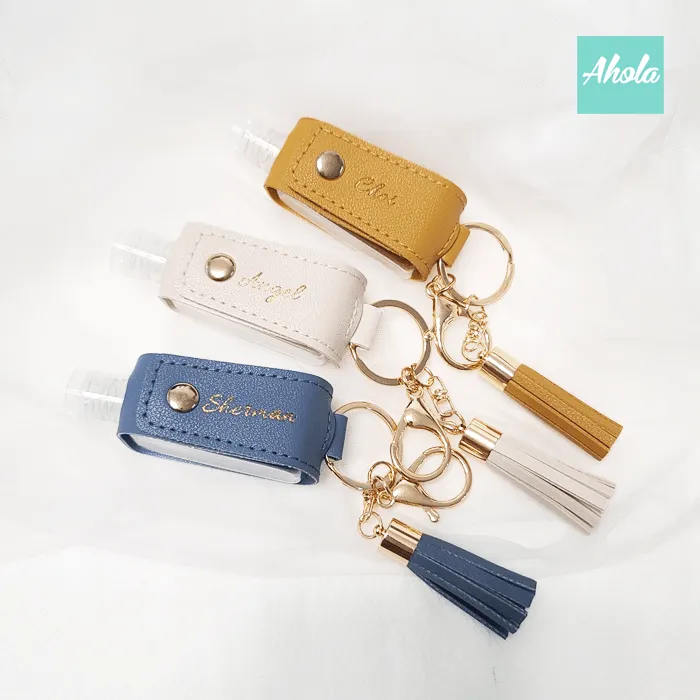 【Lili】Hand Sanitizer Holder with Keyring 消毒酒精搓手液PU皮革掛套連空樽