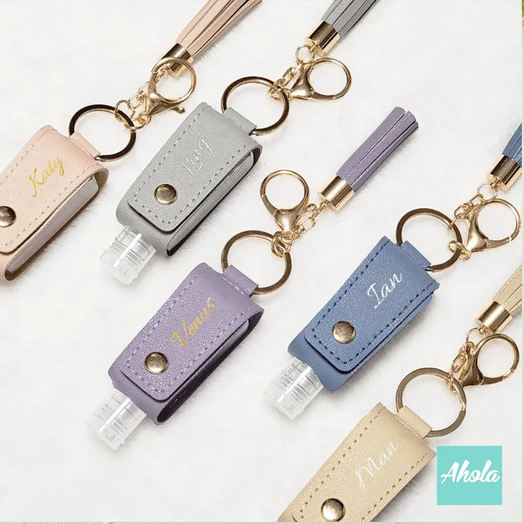 【Lili】Hand Sanitizer Holder with Keyring 消毒酒精搓手液PU皮革掛套連空樽