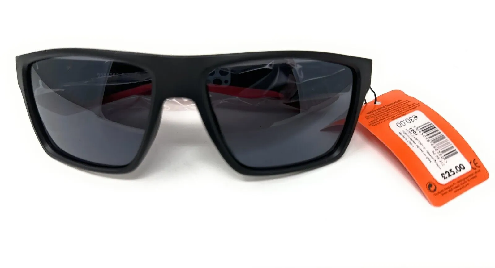 Men's Active Sunglasses Black Sports Style Red Arms Boots 120J