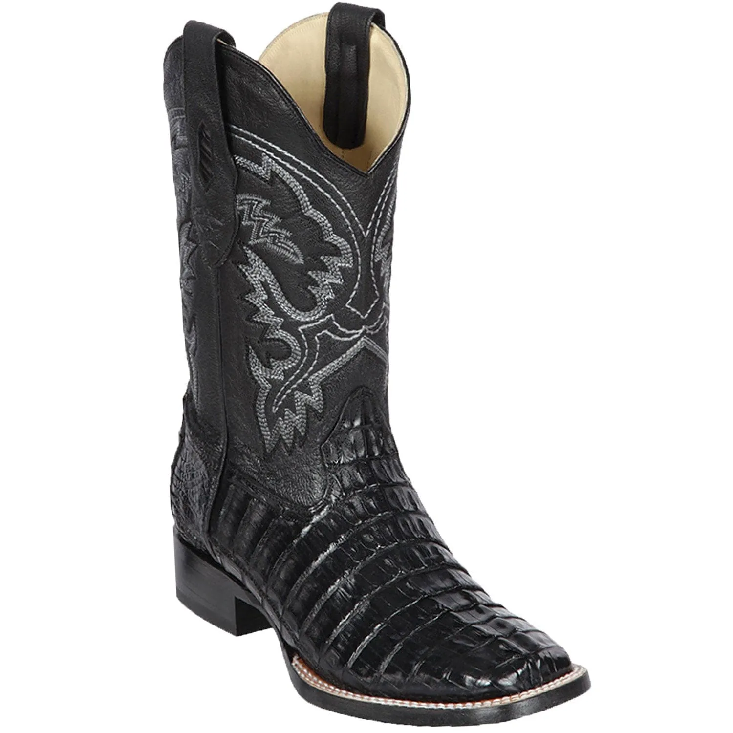 Men's Los Altos Caiman Tail Wide Square Toe Boots 82201-A