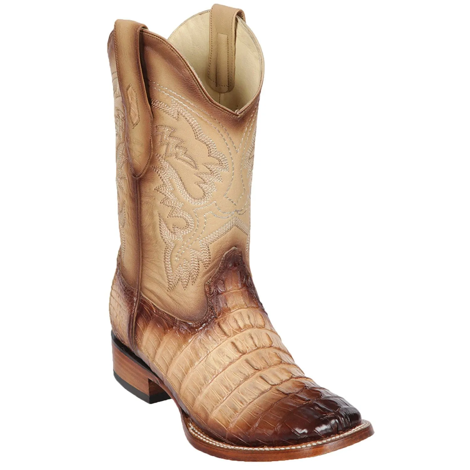 Men's Los Altos Caiman Tail Wide Square Toe Boots 82201-A