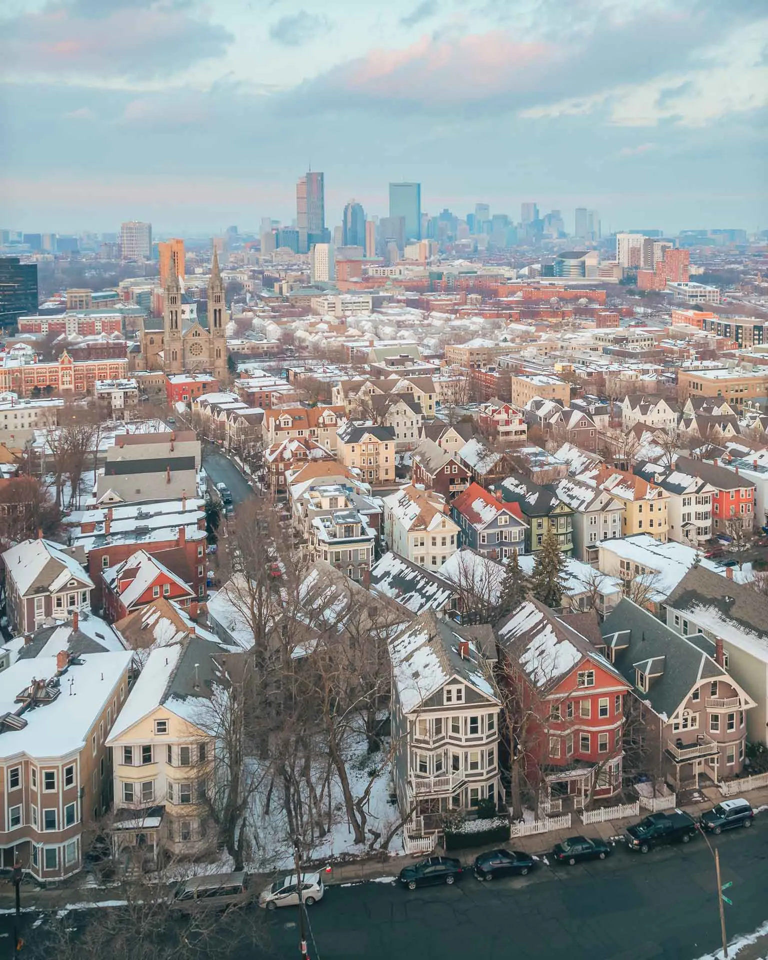 MISSION HILL: HOUSES UNDER FRESH SNOW