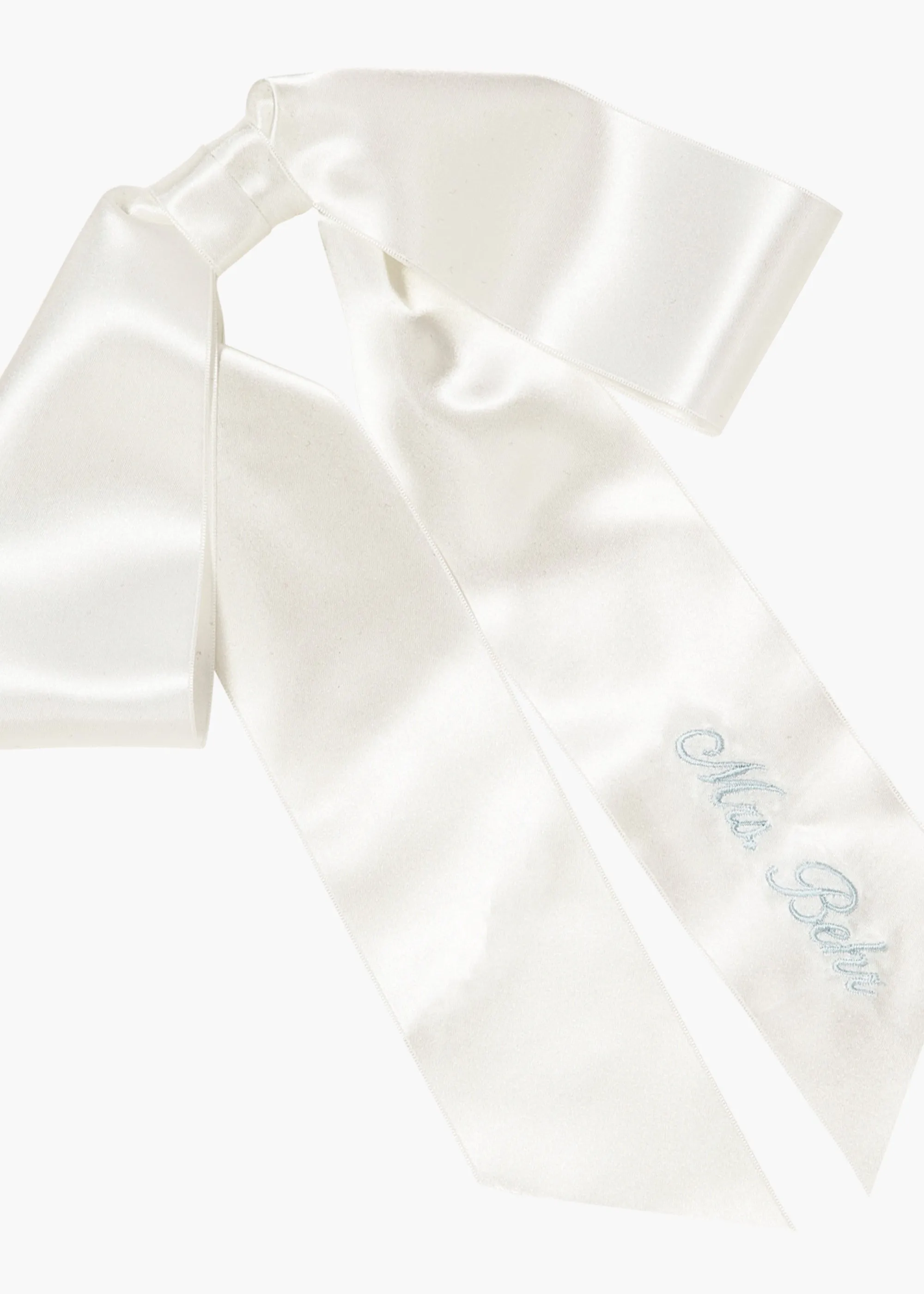 Monogram Adley Satin Bow Barrette -- Snow