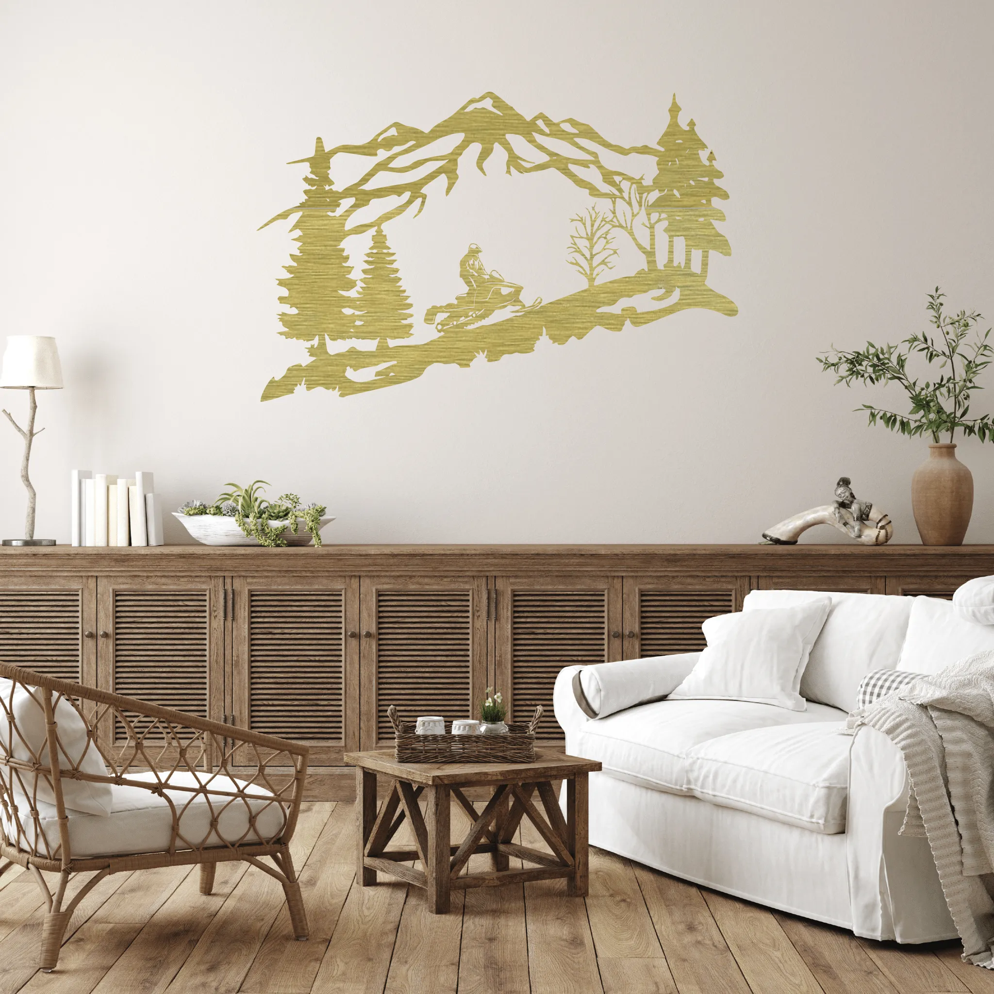 Mountain Snowmobiler- Metal Wall Art