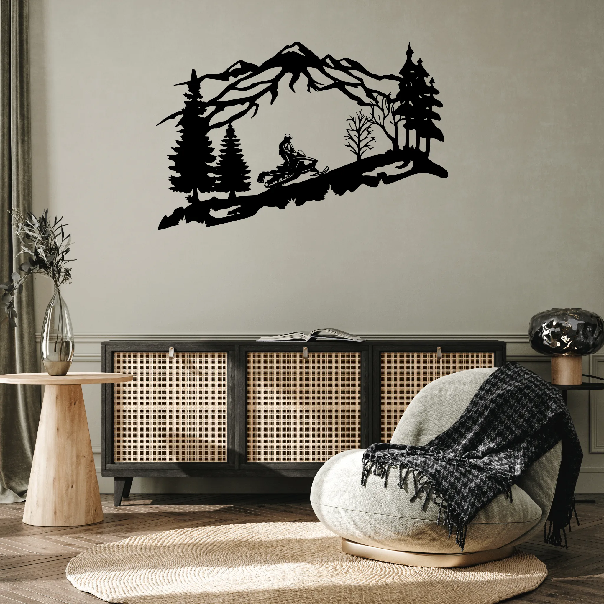 Mountain Snowmobiler- Metal Wall Art