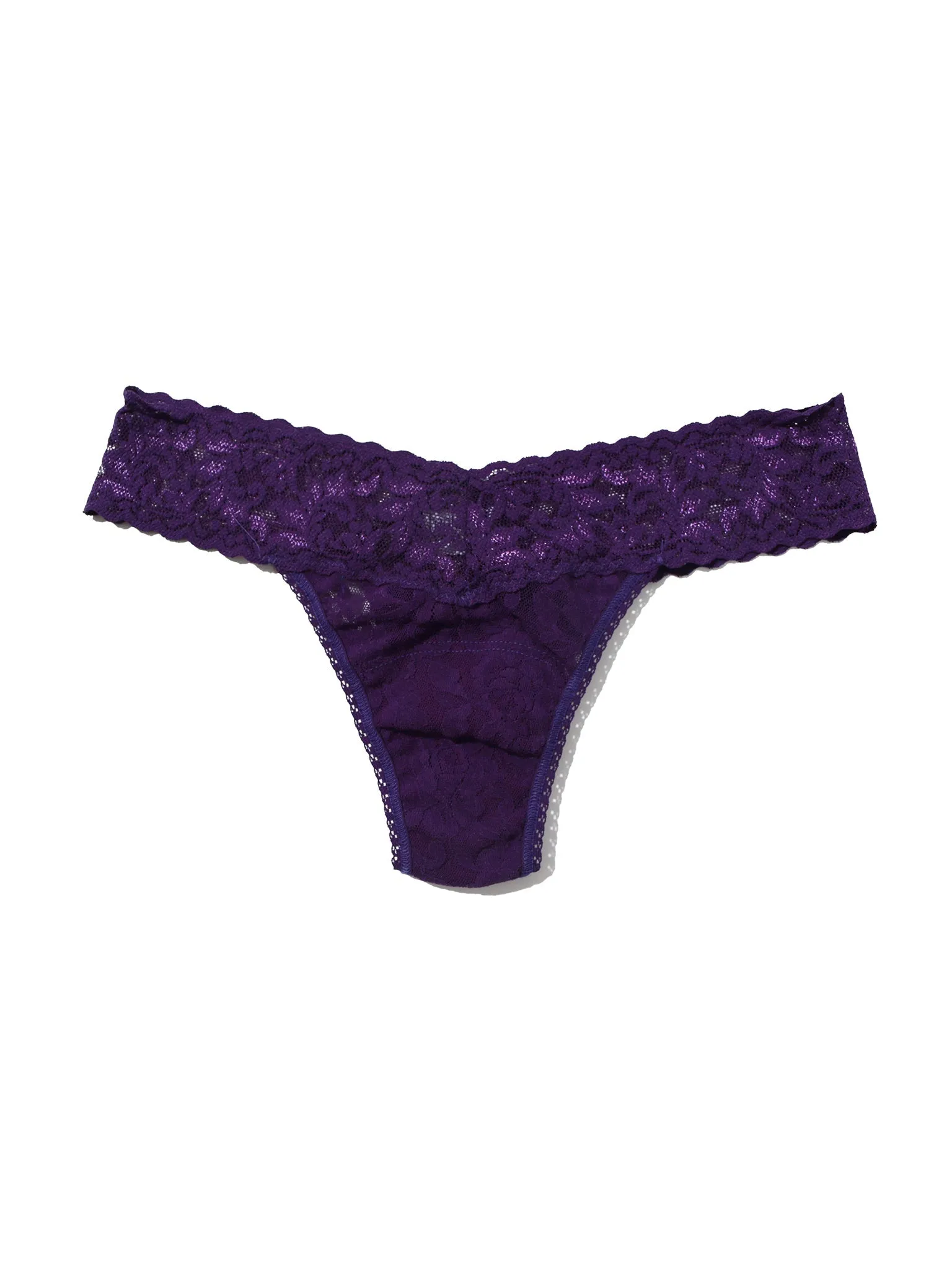 Petite Size Signature Lace Low Rise Thong Snow Day Purple