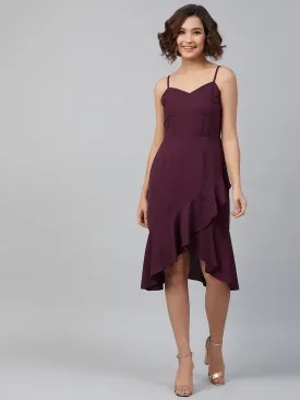 Purple Colour Knee Length Solid Dress