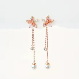 Rose Gold Snowflake Lily Earrings