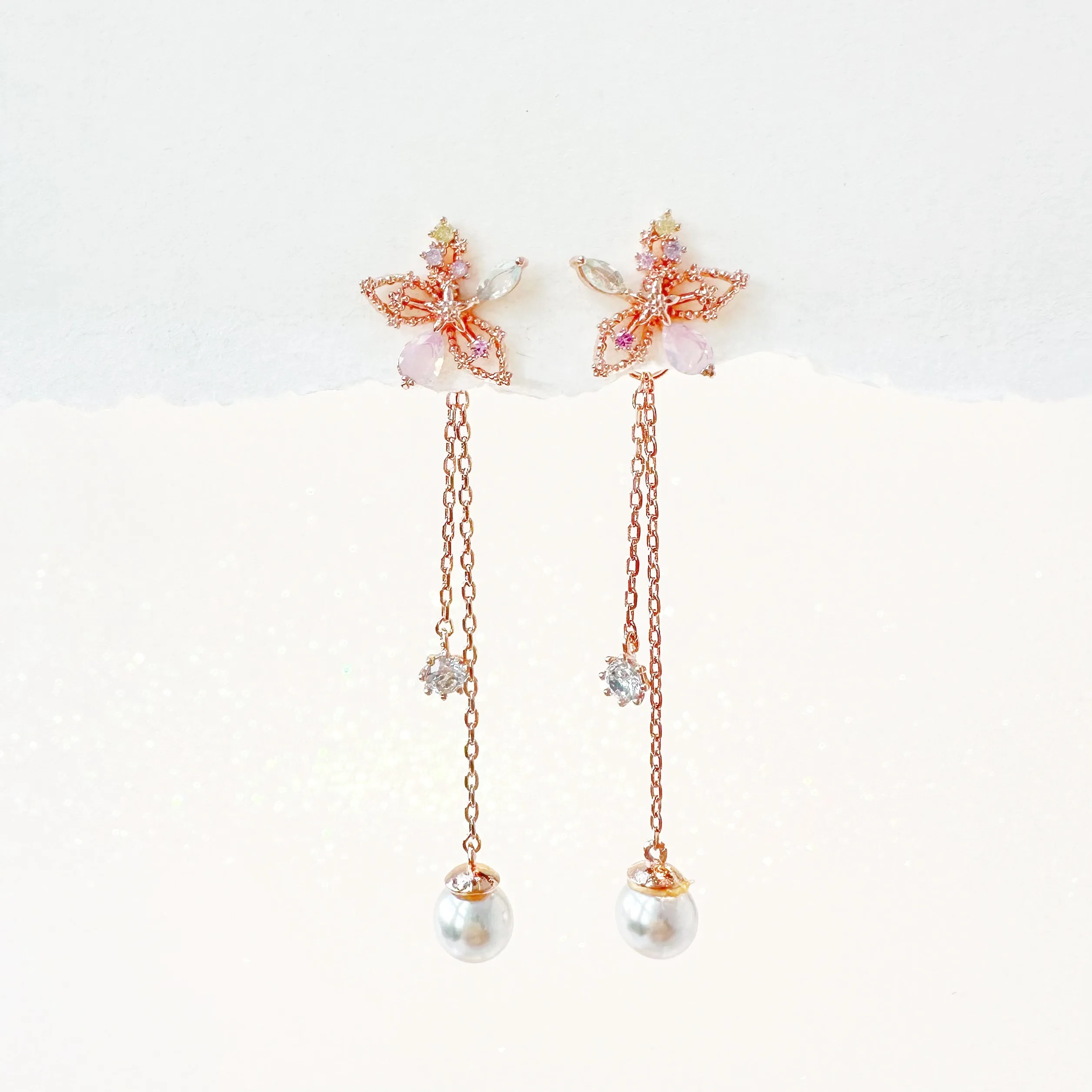 Rose Gold Snowflake Lily Earrings