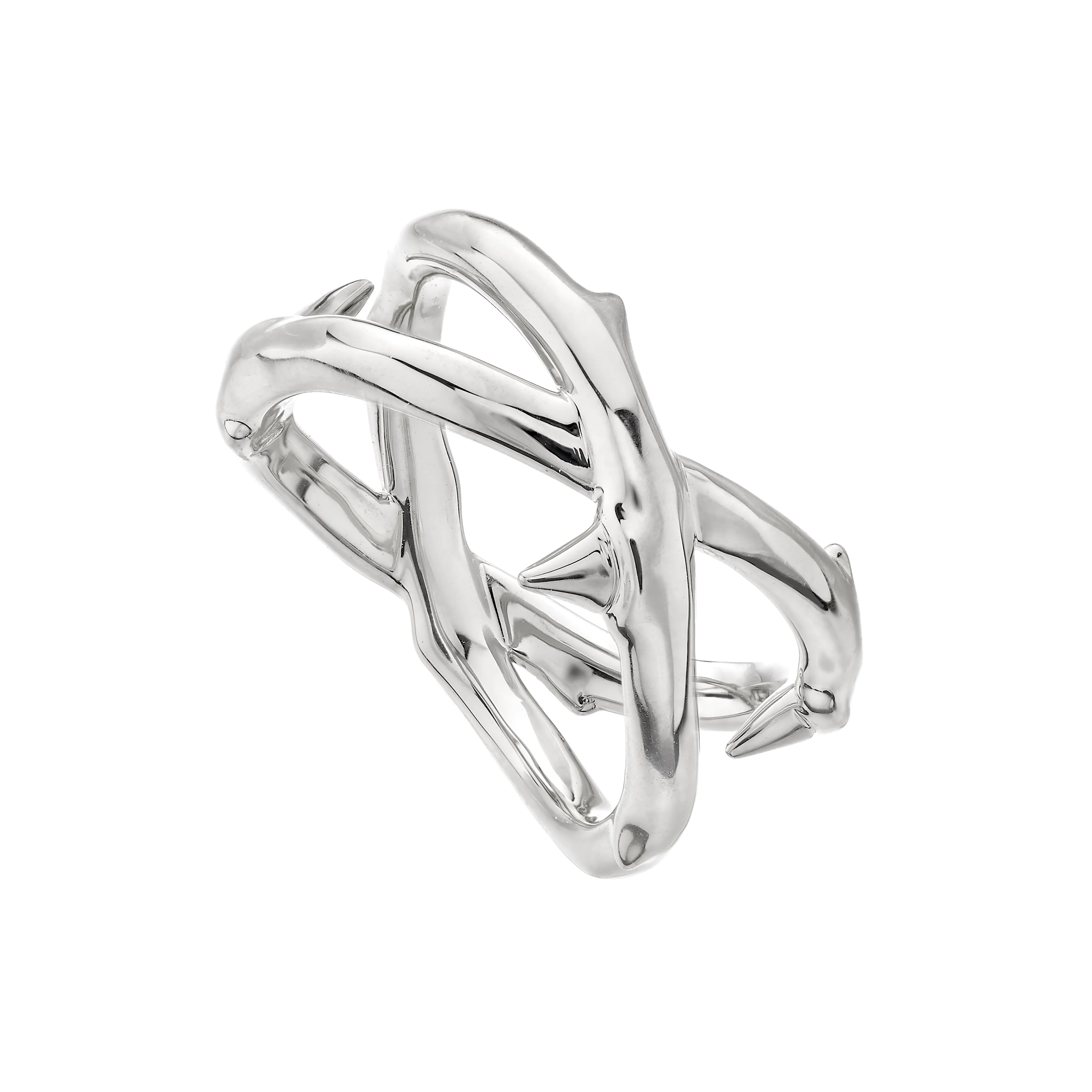 Rose Thorn Wide Band Ring - Silver