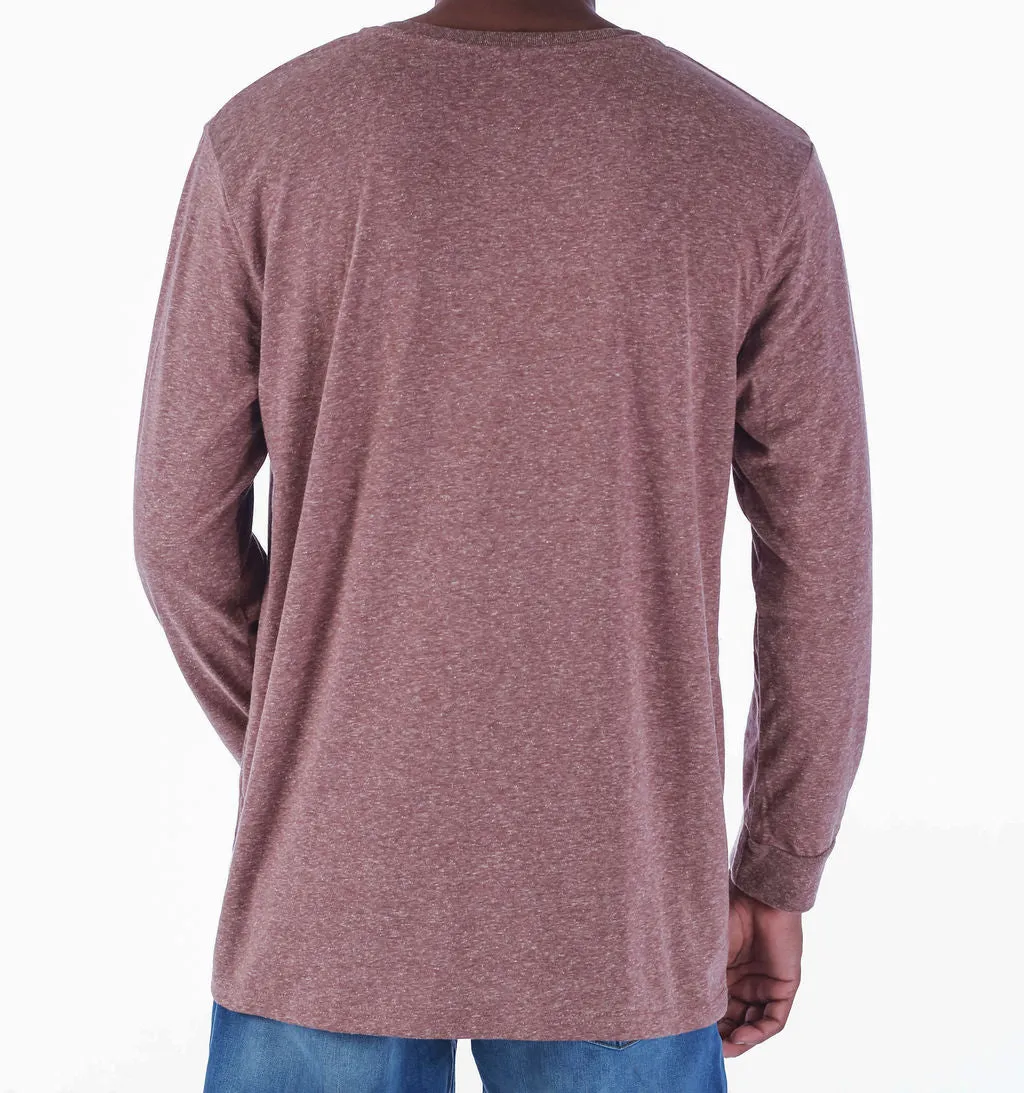 SENQU EMBROIDERED LONG SLEEVE SNOW TEE– RUST