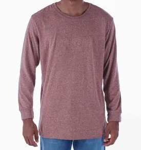 SENQU EMBROIDERED LONG SLEEVE SNOW TEE– RUST