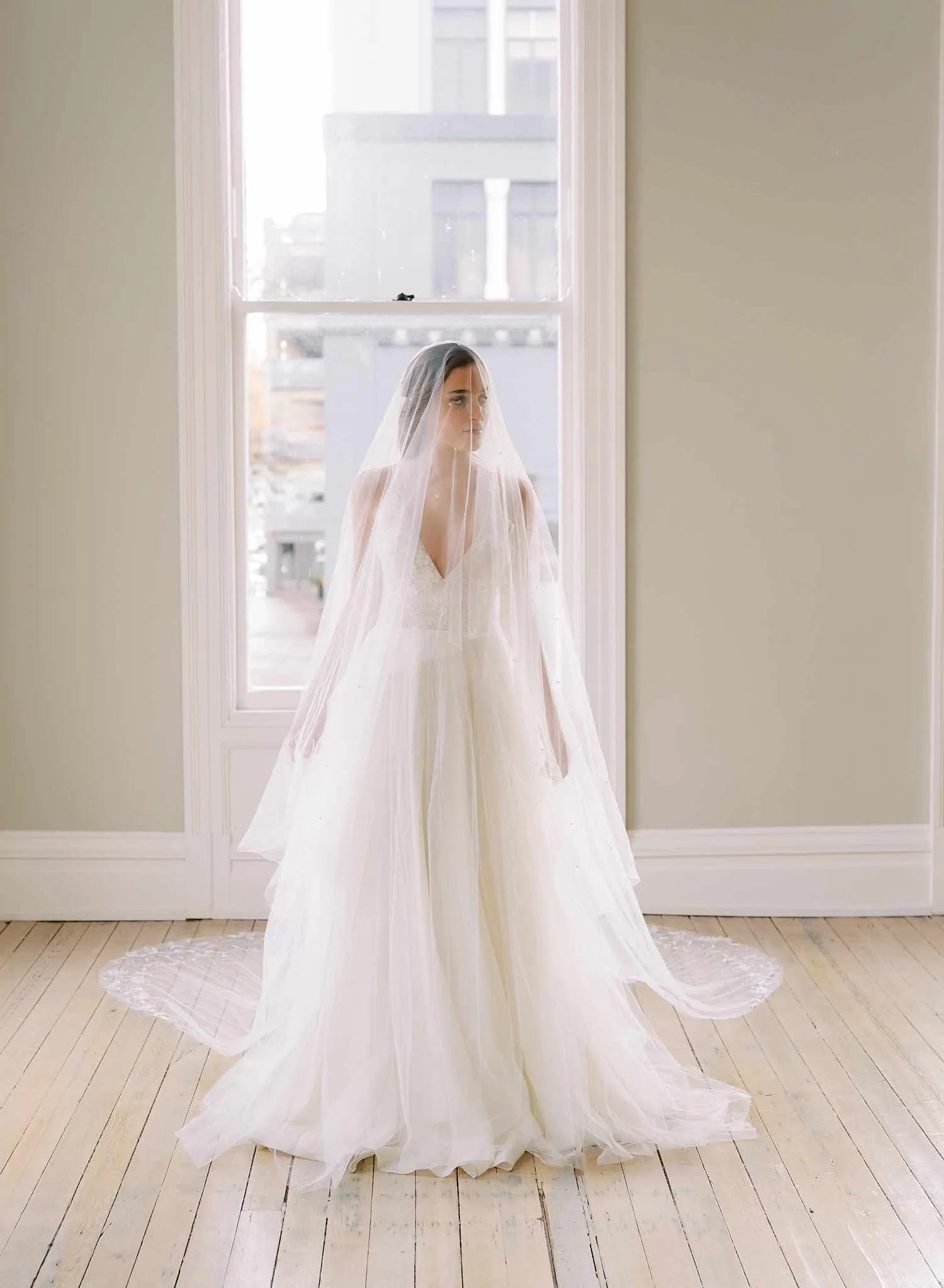 Snow floral trellis veil with blusher - Style #2478