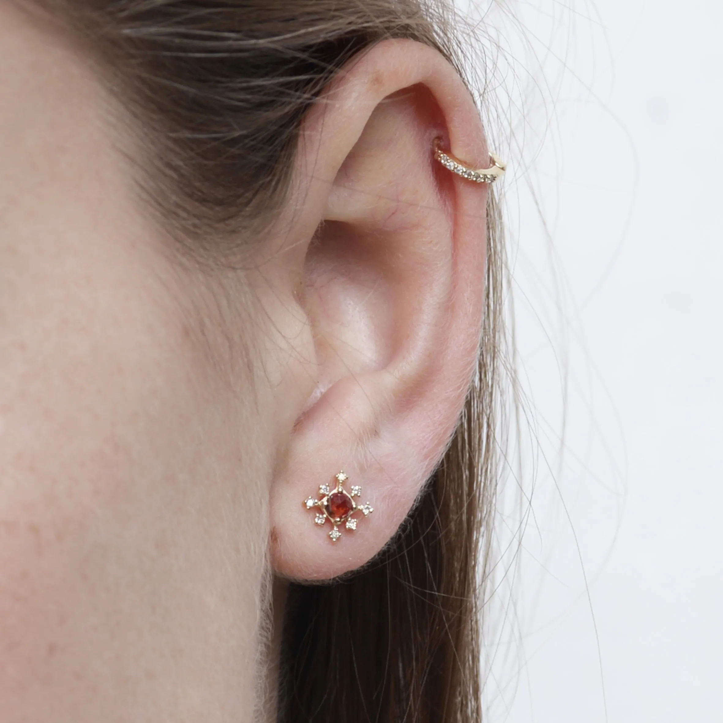 Snow flower stud Earrings - 14K/ 18K Gold