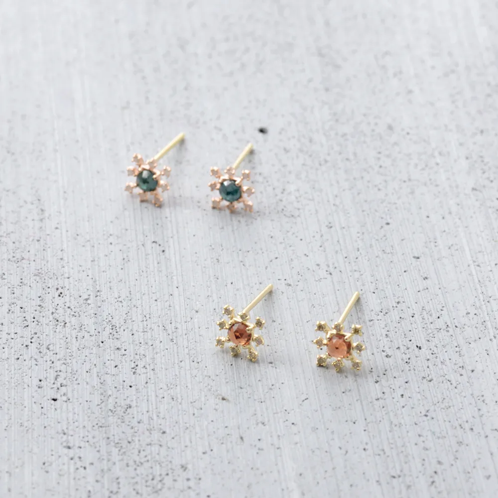 Snow flower stud Earrings - 14K/ 18K Gold