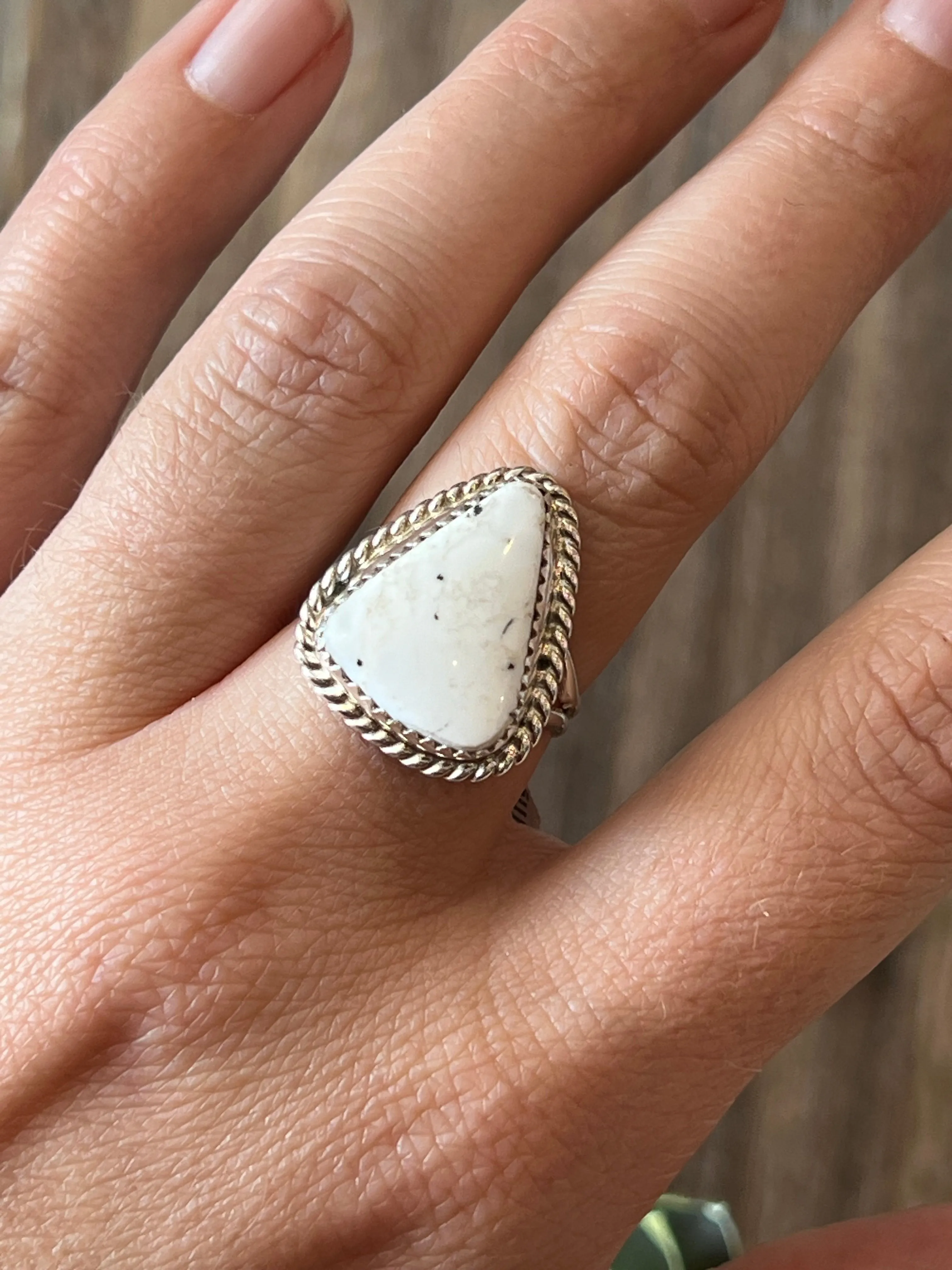 Snow White Buffalo Sterling Silver Ring