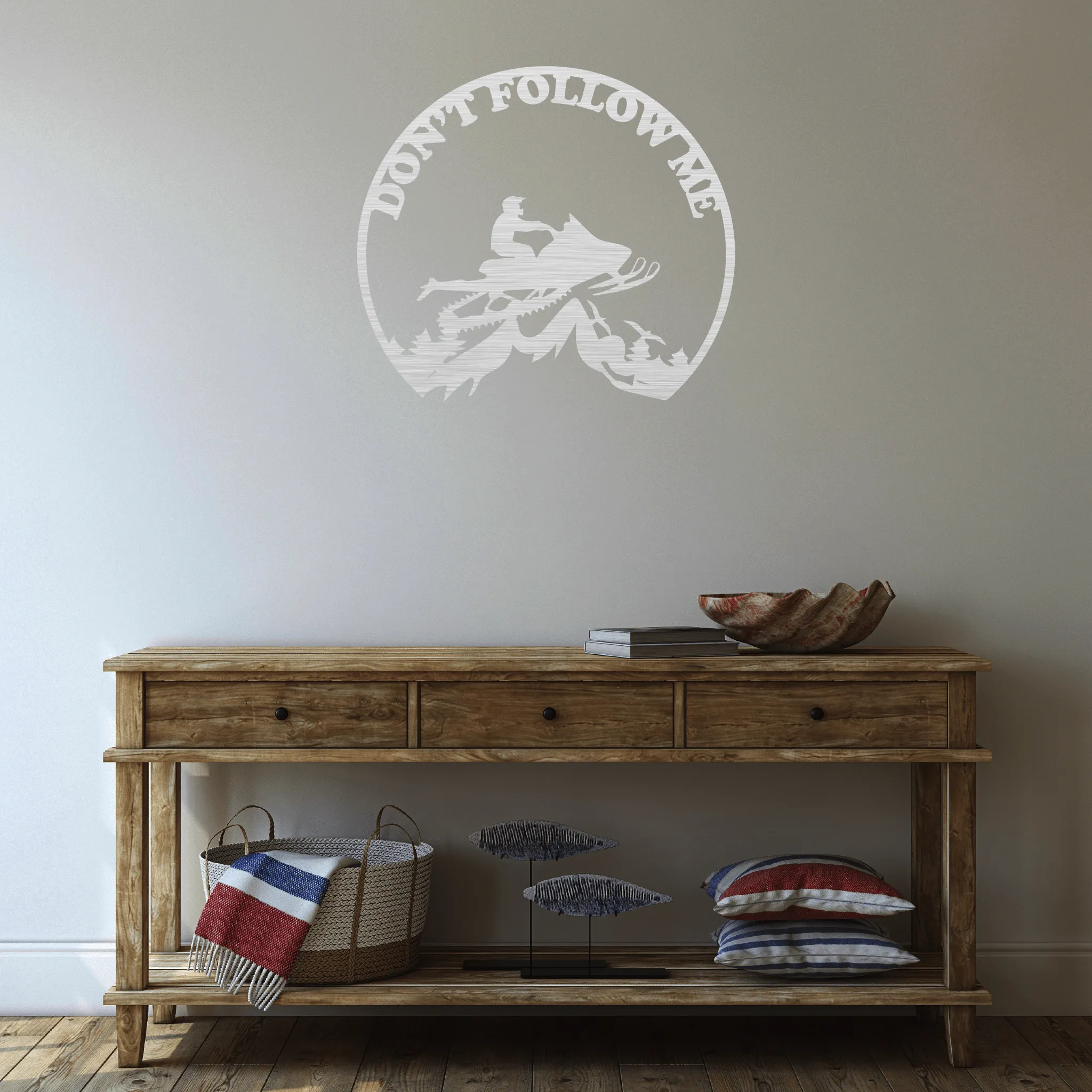 Snowmobiler -Don't Follow Me  - Metal Wall Art