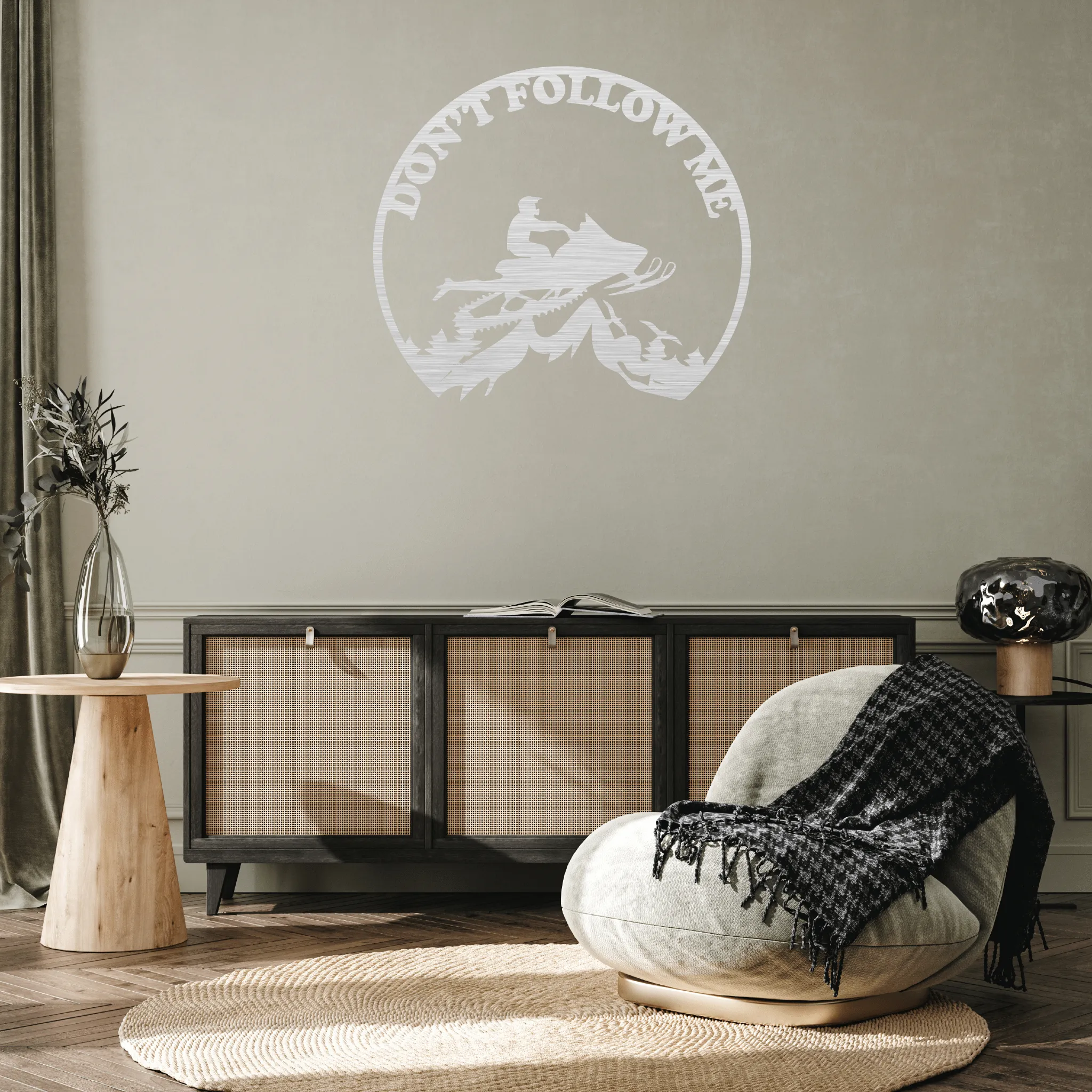 Snowmobiler -Don't Follow Me  - Metal Wall Art