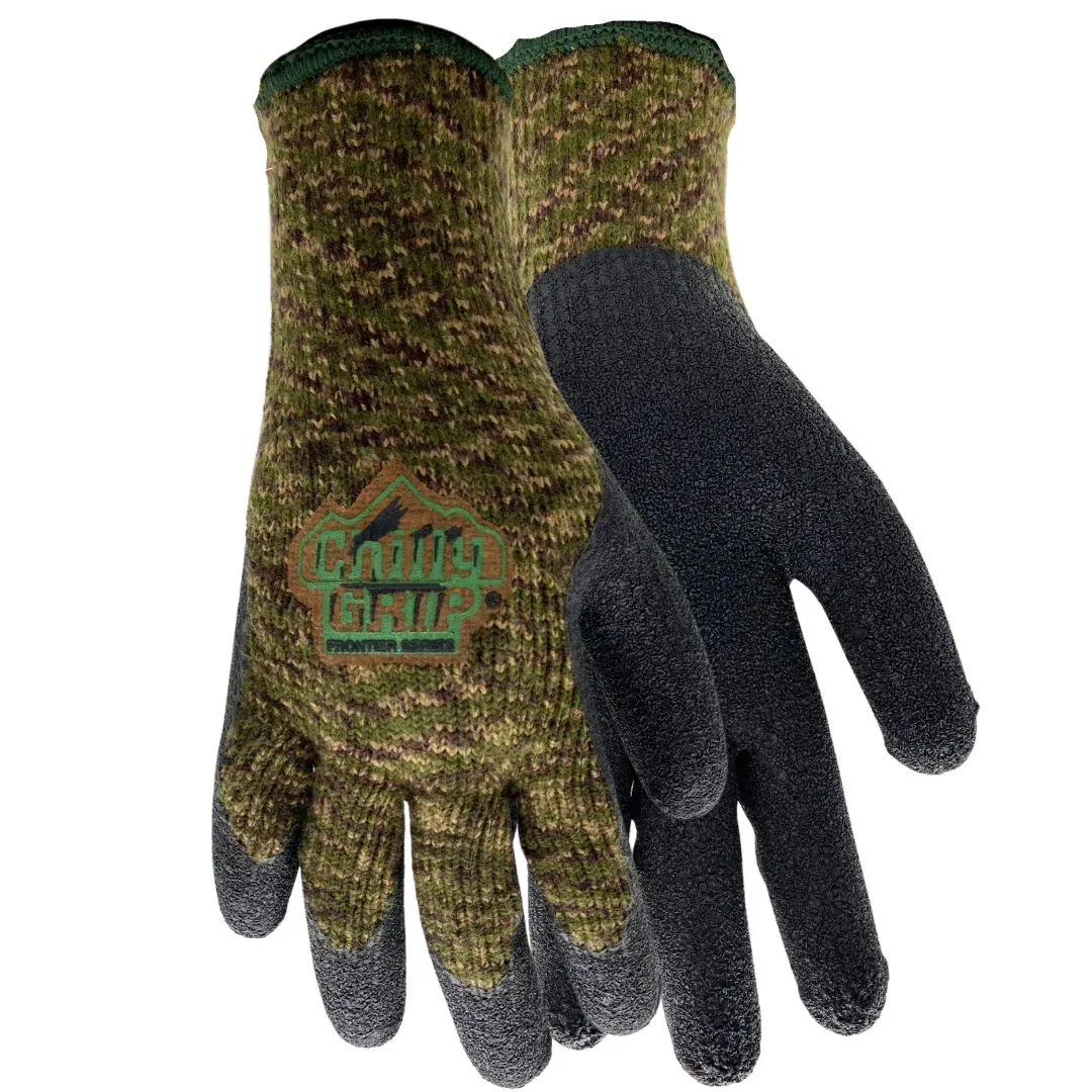 TA313 Chilly Grip Camo Thermal Knit Liner, Rubber Palm, Sizes S-XL, Sold by Pair